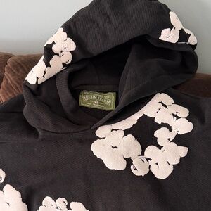 Black Hoodie with Pink Floral Design